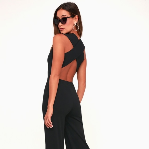 Lulu's Pants - Lulu's "Thinking Outloud" Black Jumpsuit L